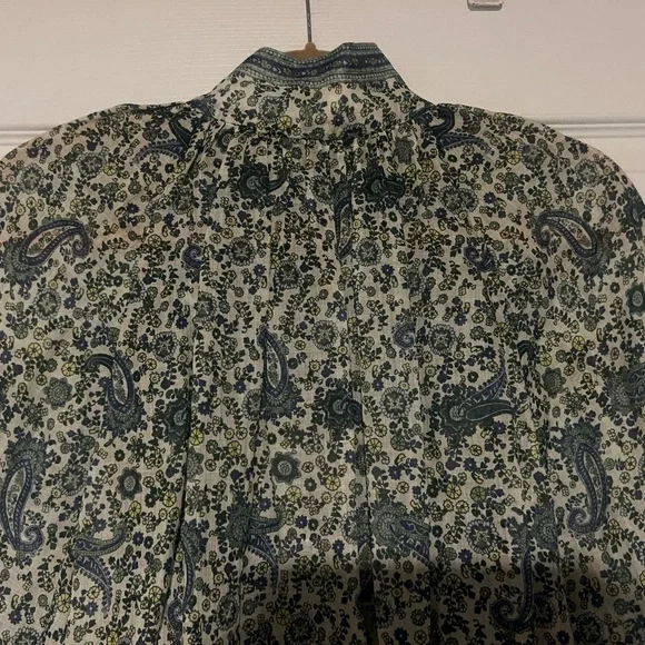 ZIMMERMANN OTTIE LINEN BILLOW BLOUSE GREEN PAISLEY - Picture 10 of 14